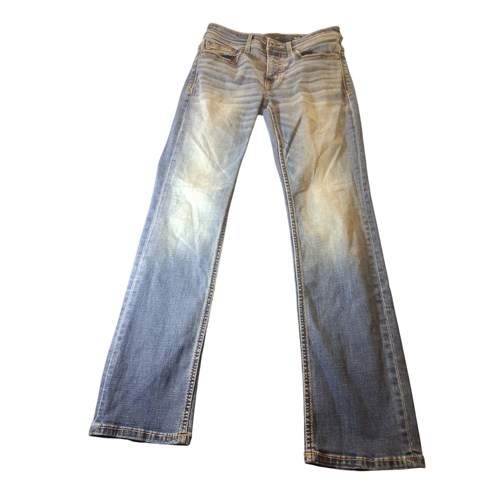 BKE Aiden Mens Straight Leg Jeans 30x32 Medium Wash Distressed Denim
